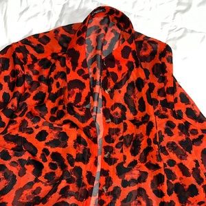 SHEIN red leopard blouse. Super cute, dress up or casual.